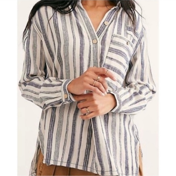 Free People We The Free Striped Button down - Picture 2 of 4